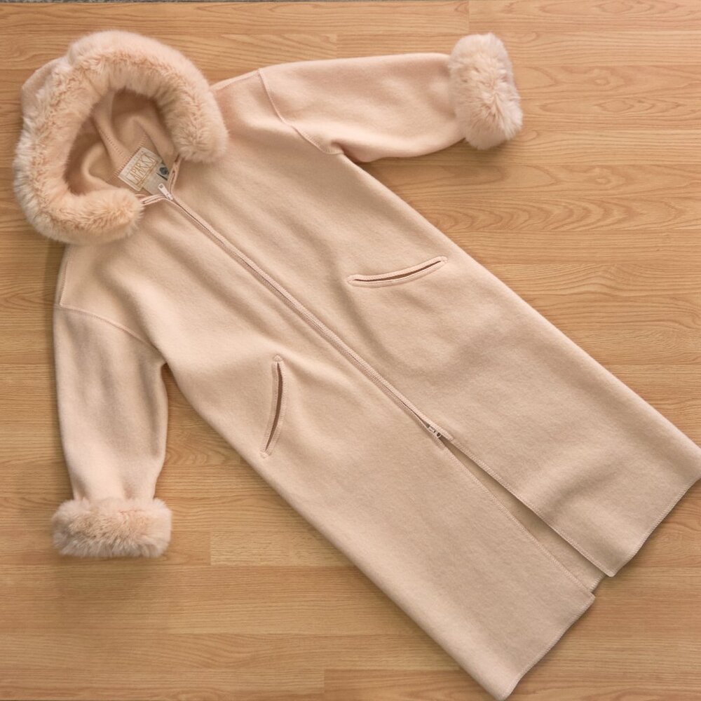 Linda Lundstrom La Parka Women's Oversized Long Wool Coat, Orange Pastel Color